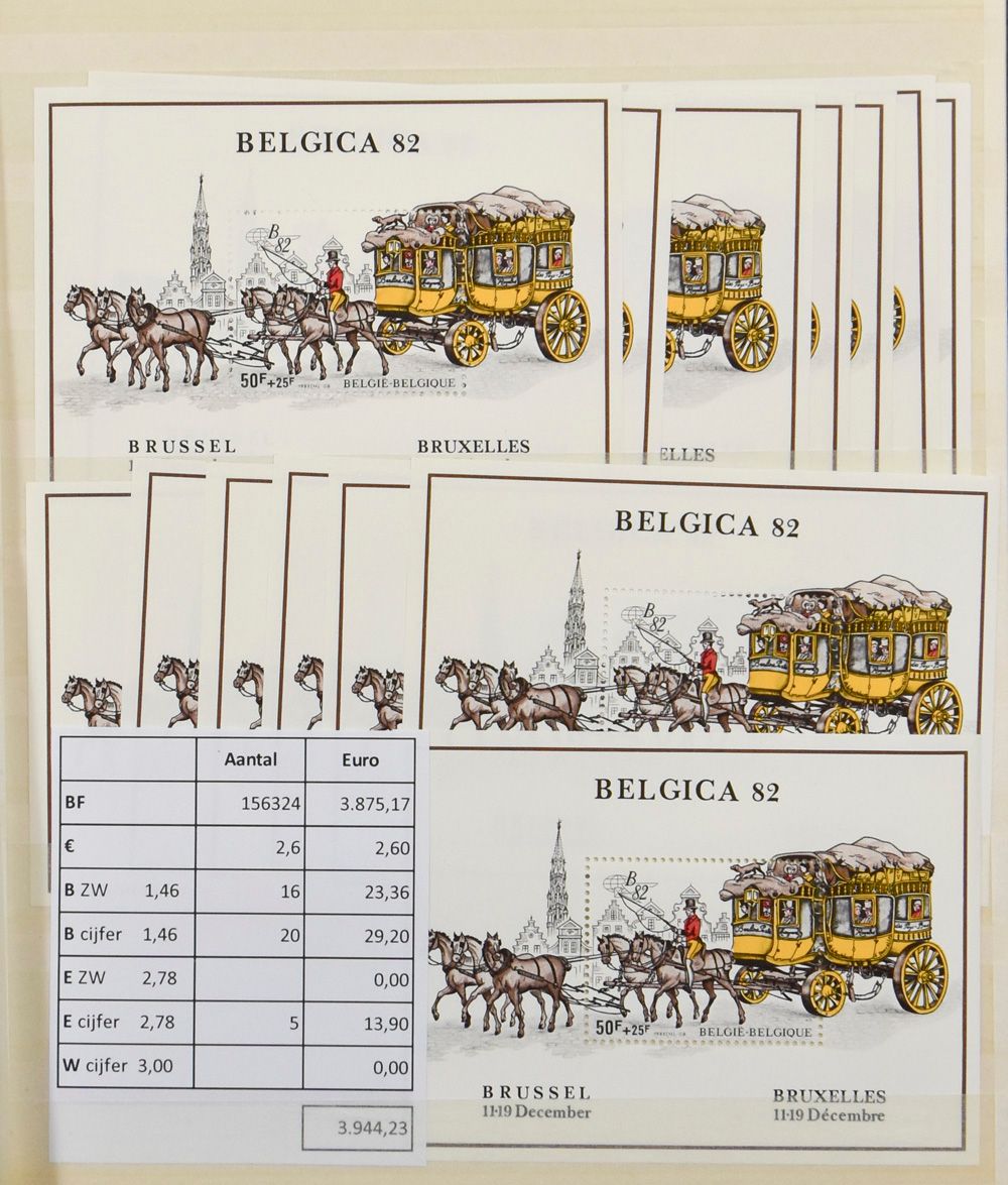 1963/2010 Uitgebreide voorraad, vooral in Belgische frank, in 9 insteekboeken, zm (Frankeerwaarde: €3.944)