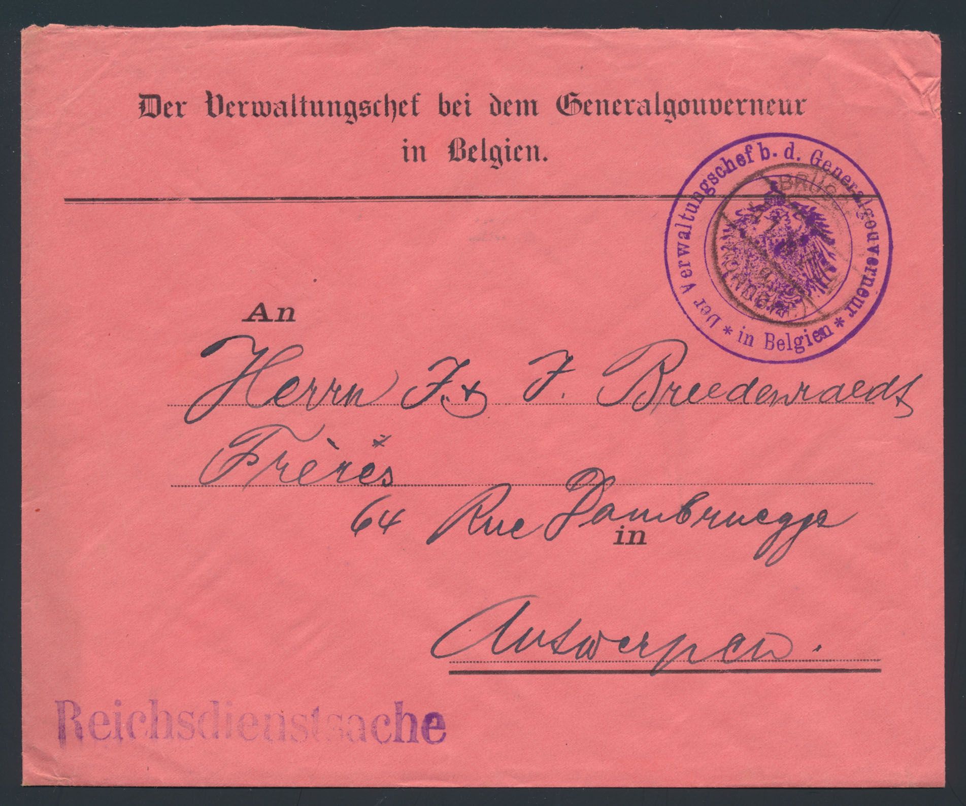 Duits document, dienstbrief met stempel en hoofding 