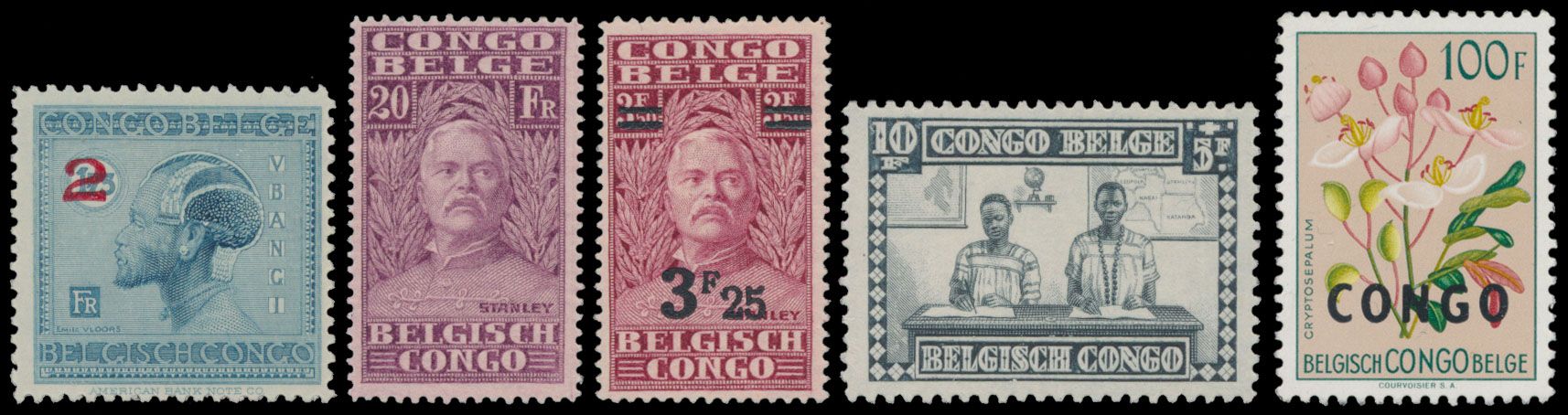1894/1966, Belg. Congo, Rwanda- Urundi, Rép Congo, Sud Kasai, Katanga, collection in Prinet album, with nice sets **, Vloors, Goutte de lait, Stanley, Zoo, Masks etc.. VF/F.