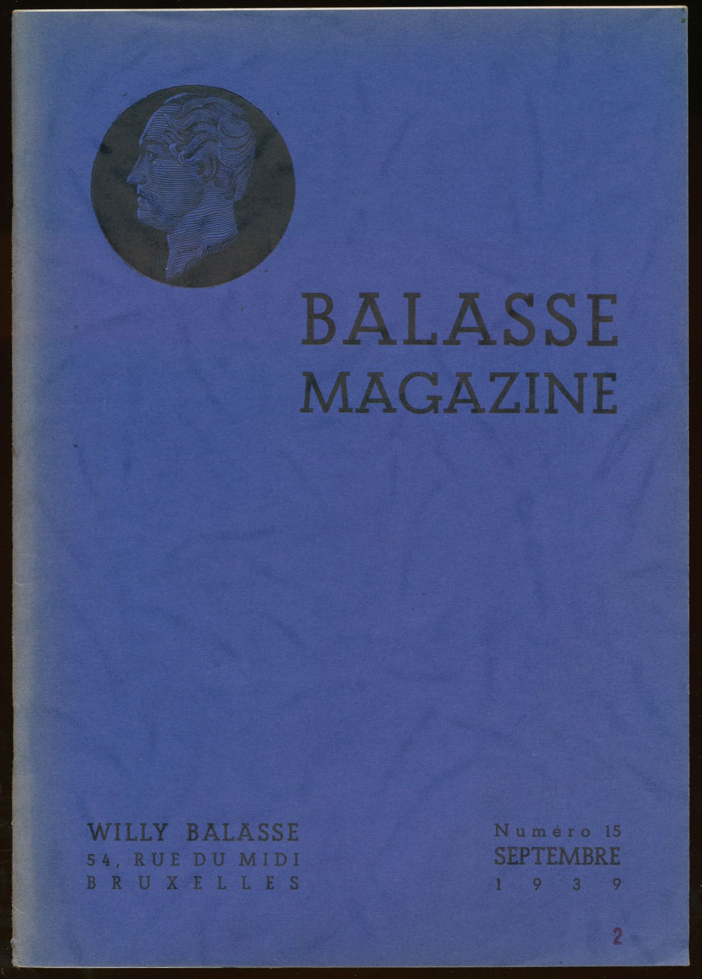 Balasse magazine, numéro 15, septembre 1939; Willy Balasse; 1939; gedrukt; geniet; Frans; 44 pag.; zachte kaft; in redelijke staat