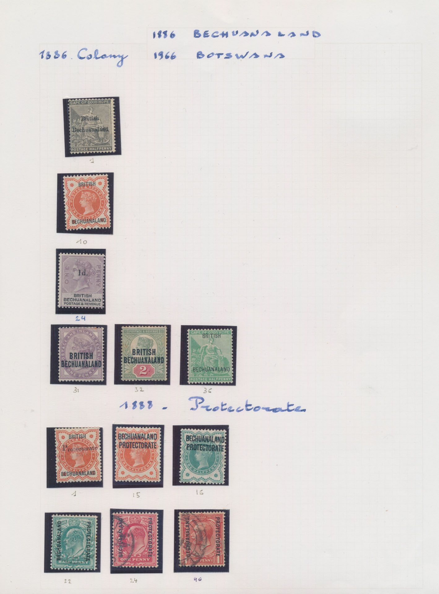 Klassieke verzameling op bladen met o.a. Cape of Good Hope, Transvaal, Oranje Vrij Staat, zm/m/ntz