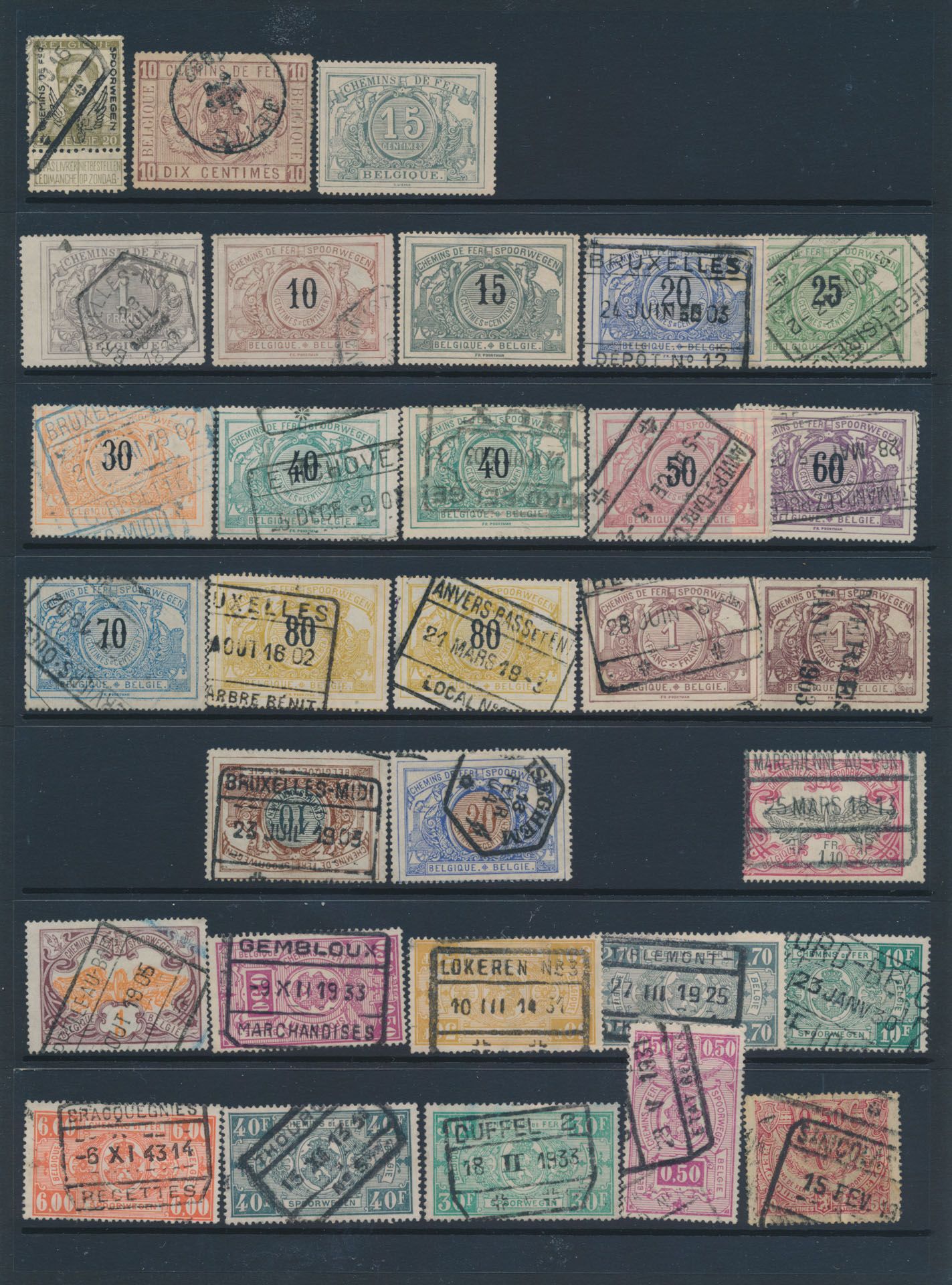 1879/1957, accumulation 67 stamps, circular cancels, hexagons, rectangles, etc.... vf/f/to be checked.