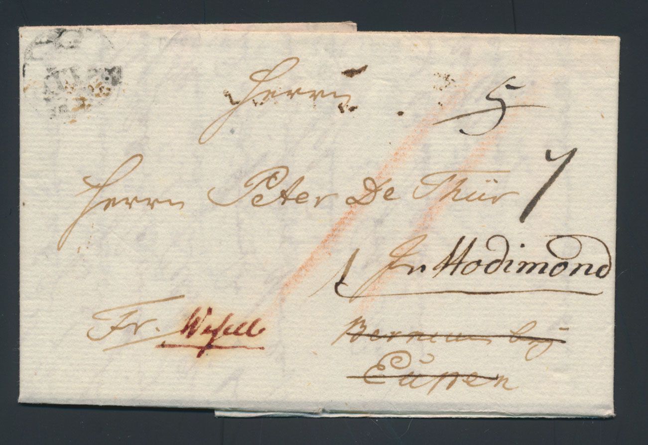 1728/1791, 6 voorlopers, met inhoud, verschillende porten, vertrek- en aankomstplaatsen, zm