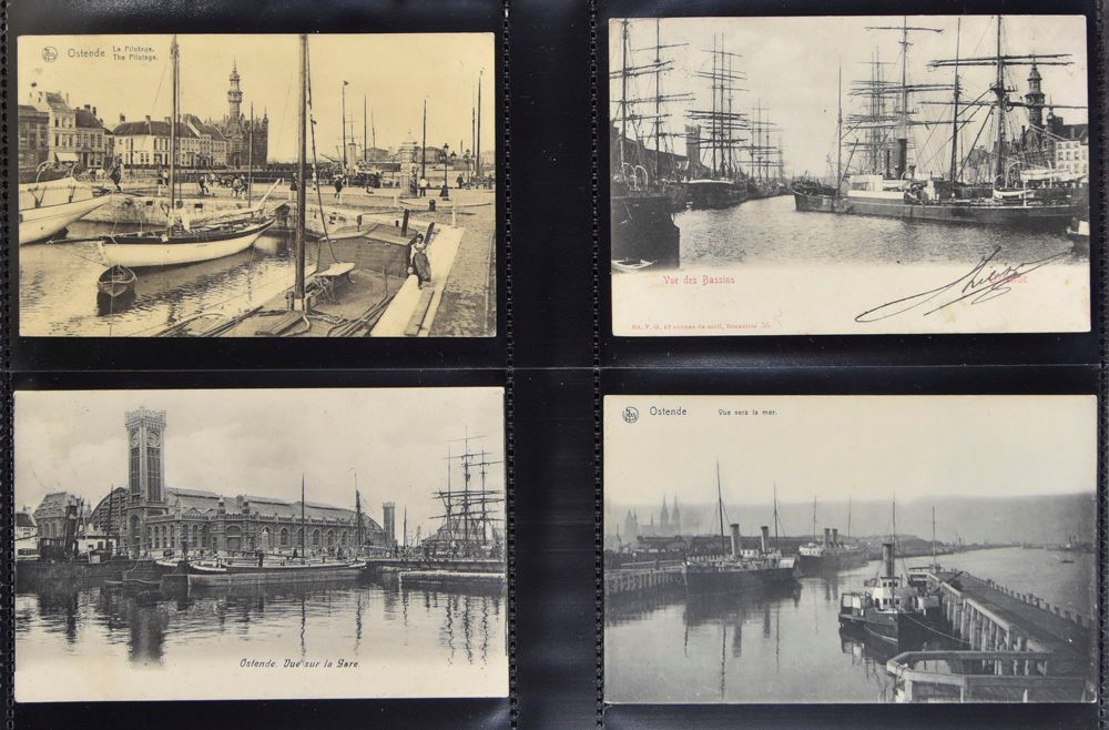 Scheepvaart : Scheep- en binnenscheepvaart, ook zeilschepen, vrachtschepen en waterwegen, in klasseur (+/- 256 stuks)