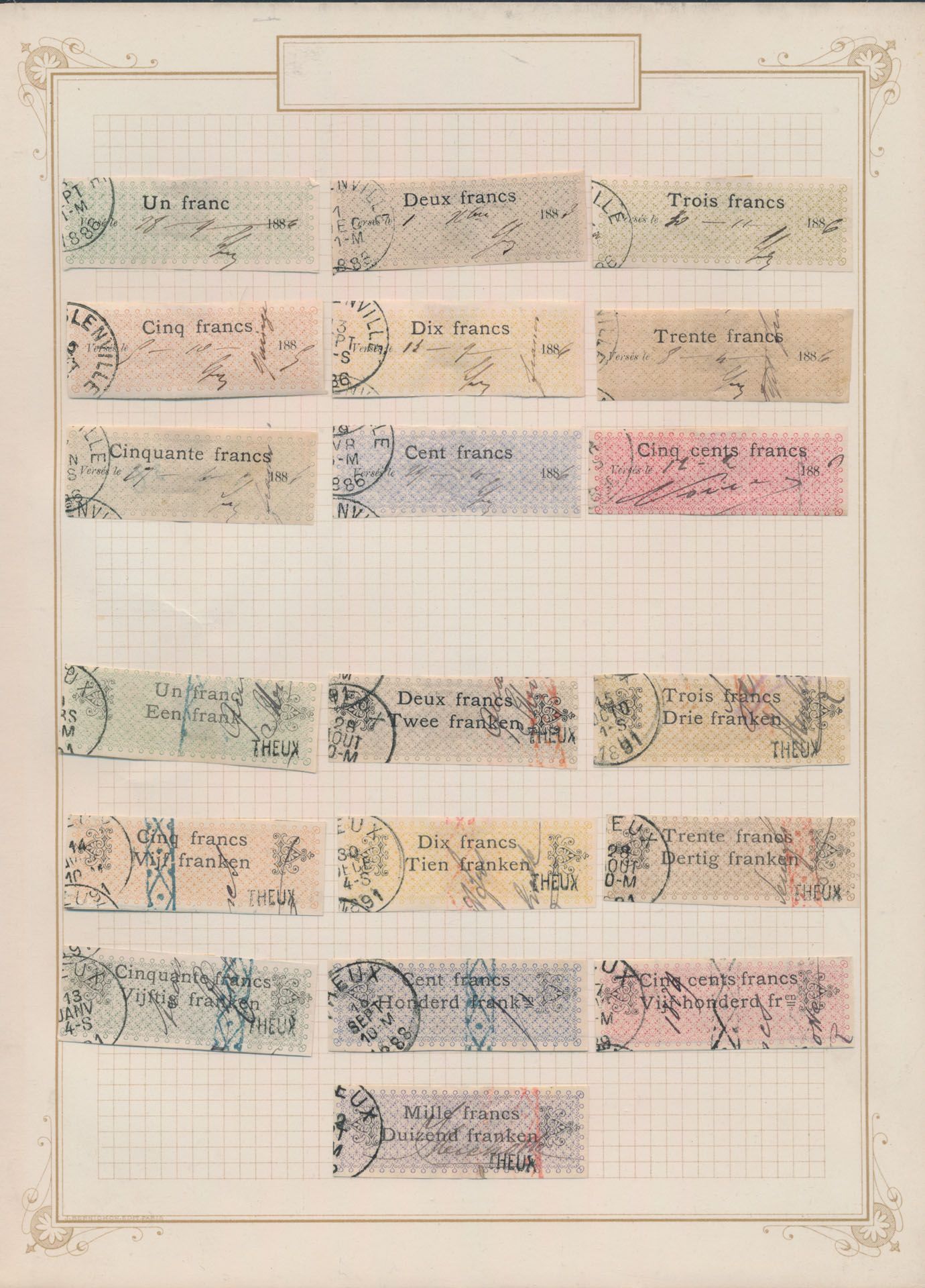 37 fiscale zegels van 1891 