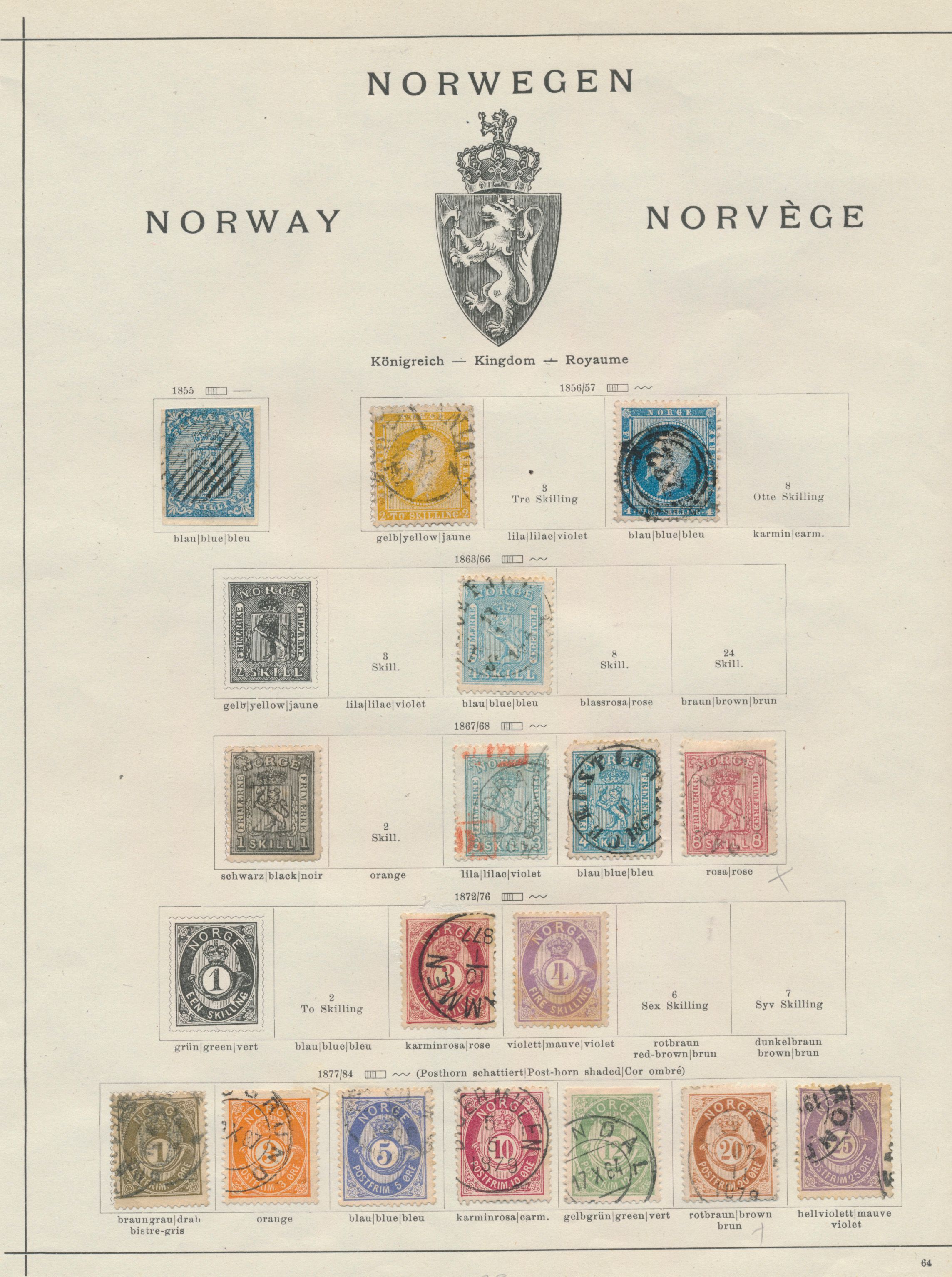 Verzameling Noorwegen en Finland op oude albumbladen met betere zegels in gemengde kwaliteit, zm/m/ntz