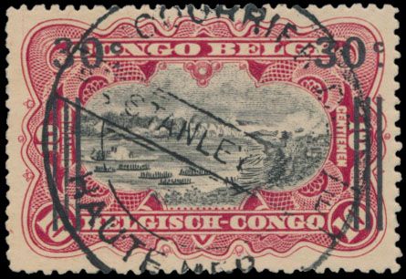 COURRIER DE HAUTE MER / SS STANLEYVILLE cancel in black on 10c/30c carmine Mols Recuperation issue, scarce, vf