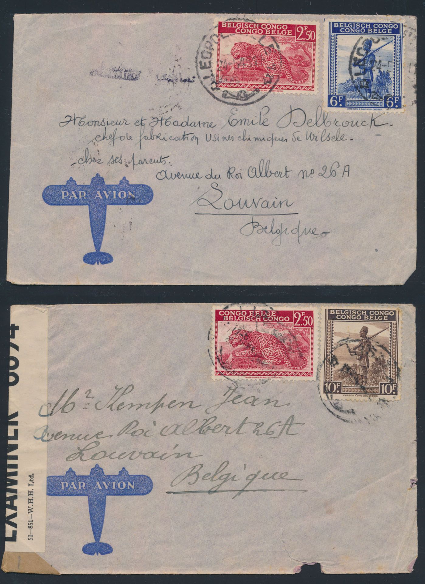 1940/1945, 6 covers (4 from Belgian Congo and 2 from Cyprus to Congo) with Belgian Congo censor tapes and marks, also censors of Great Britain, Germany, Cyprus, South Africa and Egypt, vf/f/to be checked