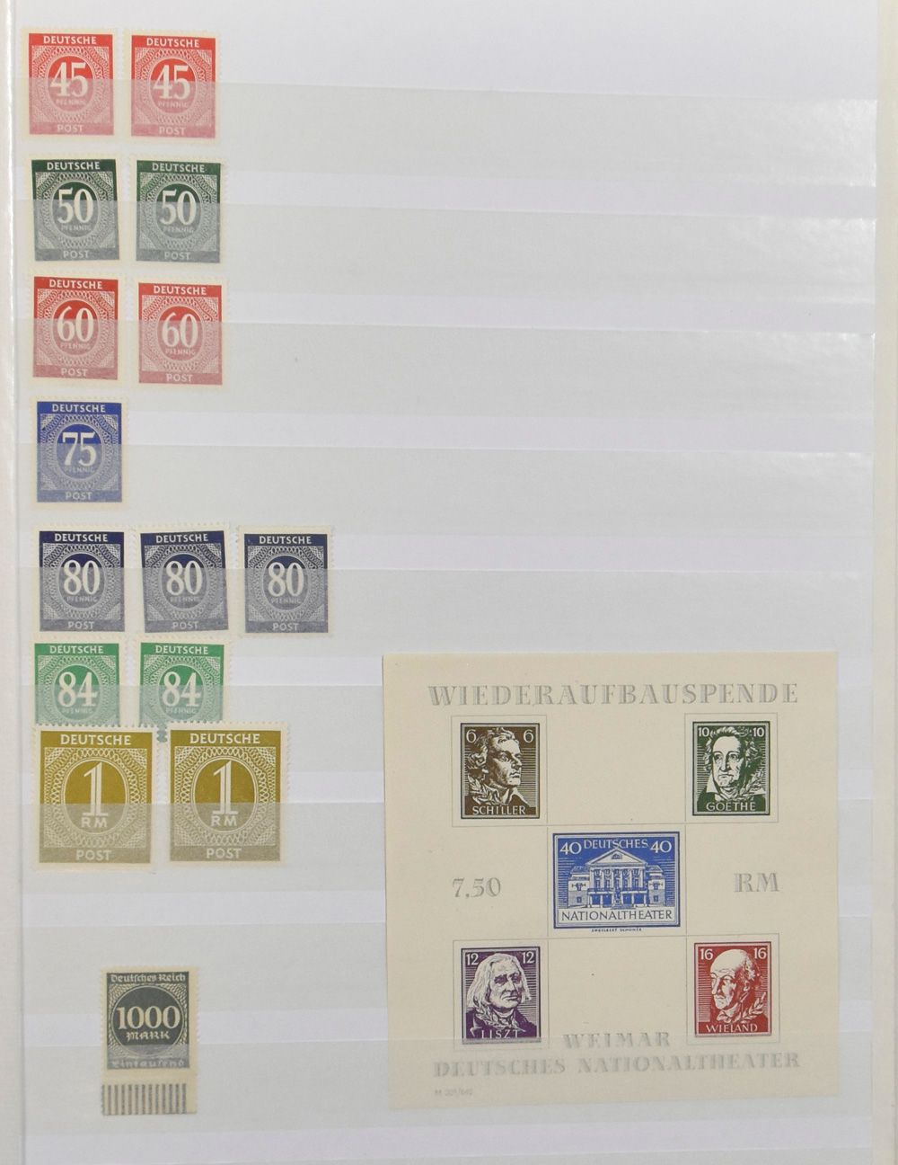 Diverses pièces dans des classeurs, dont RDA, pièces de terrain Hitler, Bund **, zone soviétique, tb/m