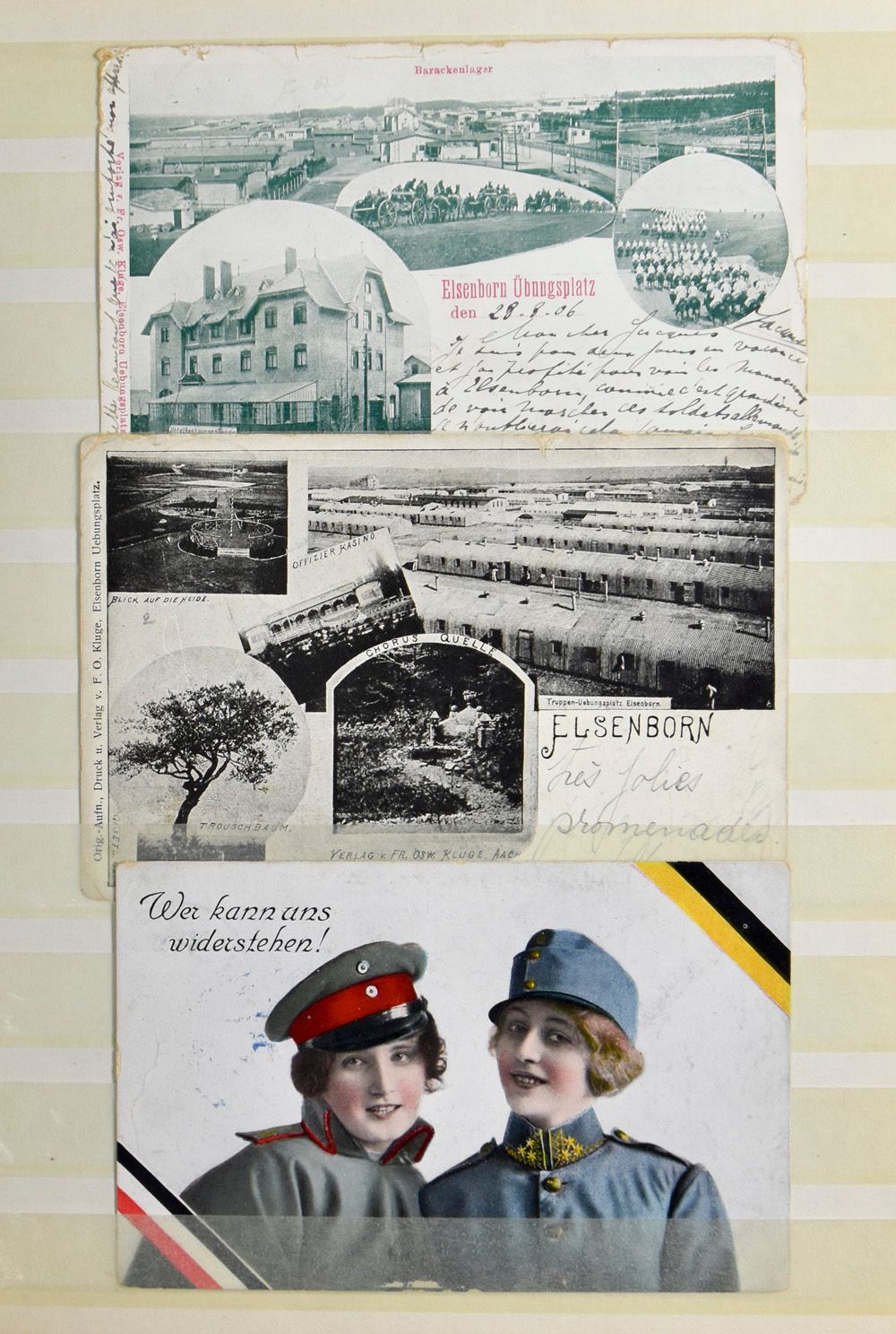Elsenborn, 1904/1974, samenstelling 45 ZK of documenten in insteekboek, w.o. veel zichten van het militaire kamp, zm/m 
