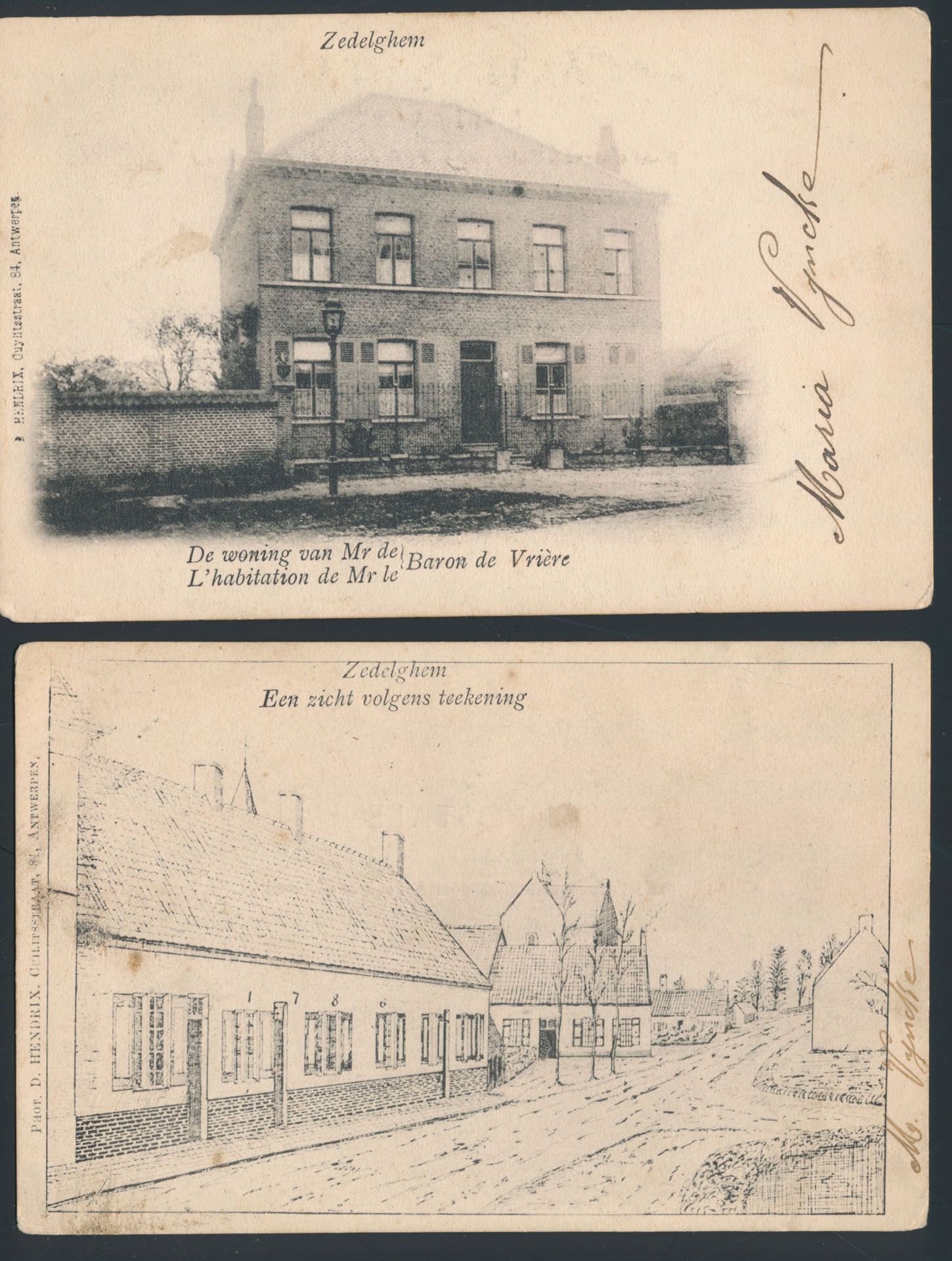Zedelghem, avec vue de la rue, statue et intérieur de l'église (5 pièces)