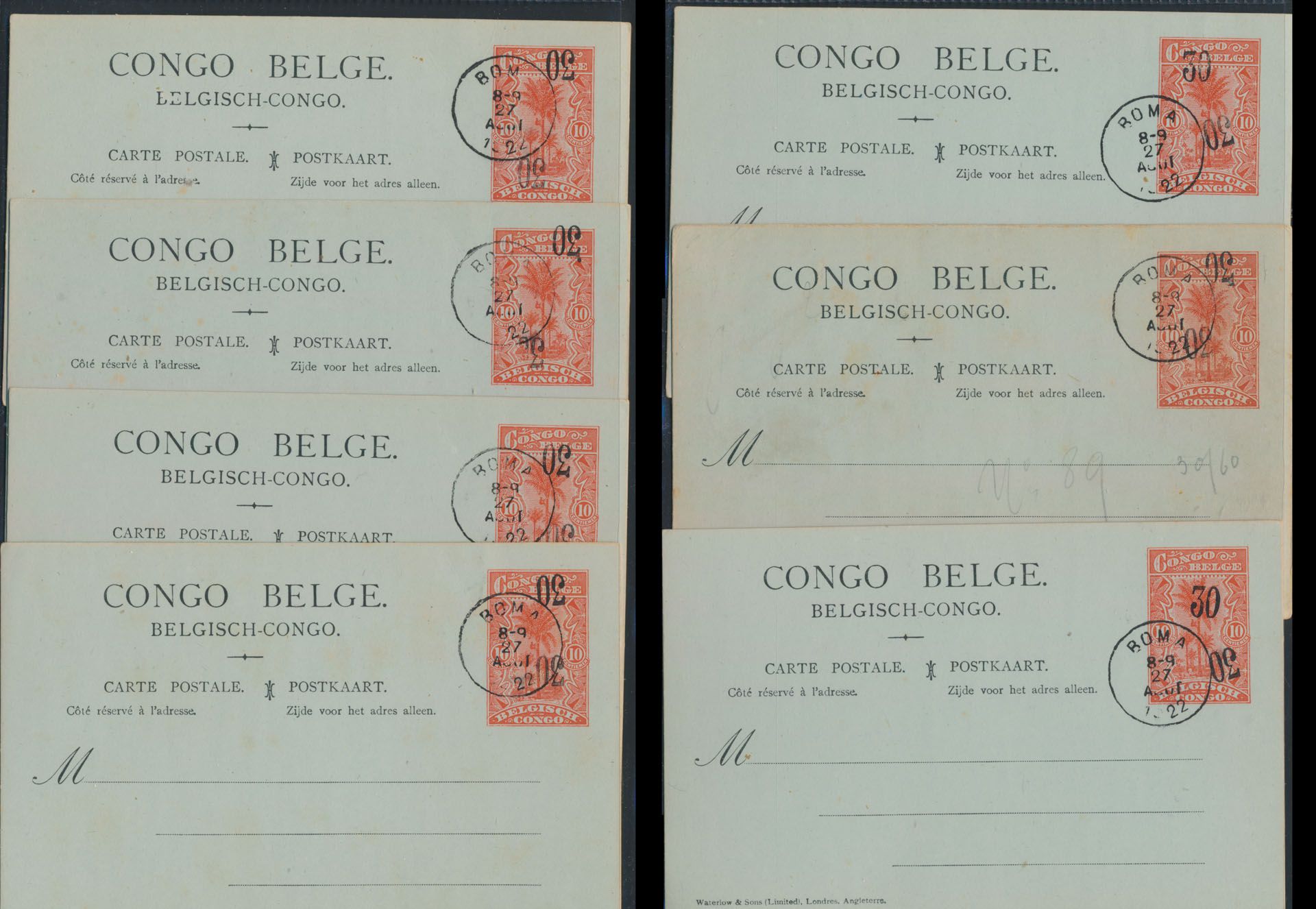Stibbe nr 57, accumulation of 7 items all with surcharge 