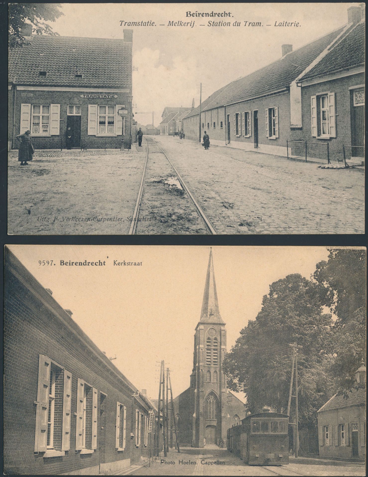 Provincie Antwerpen Berendrecht, stoomtram + station (stockkaart) (Totaal: 2 stuks)