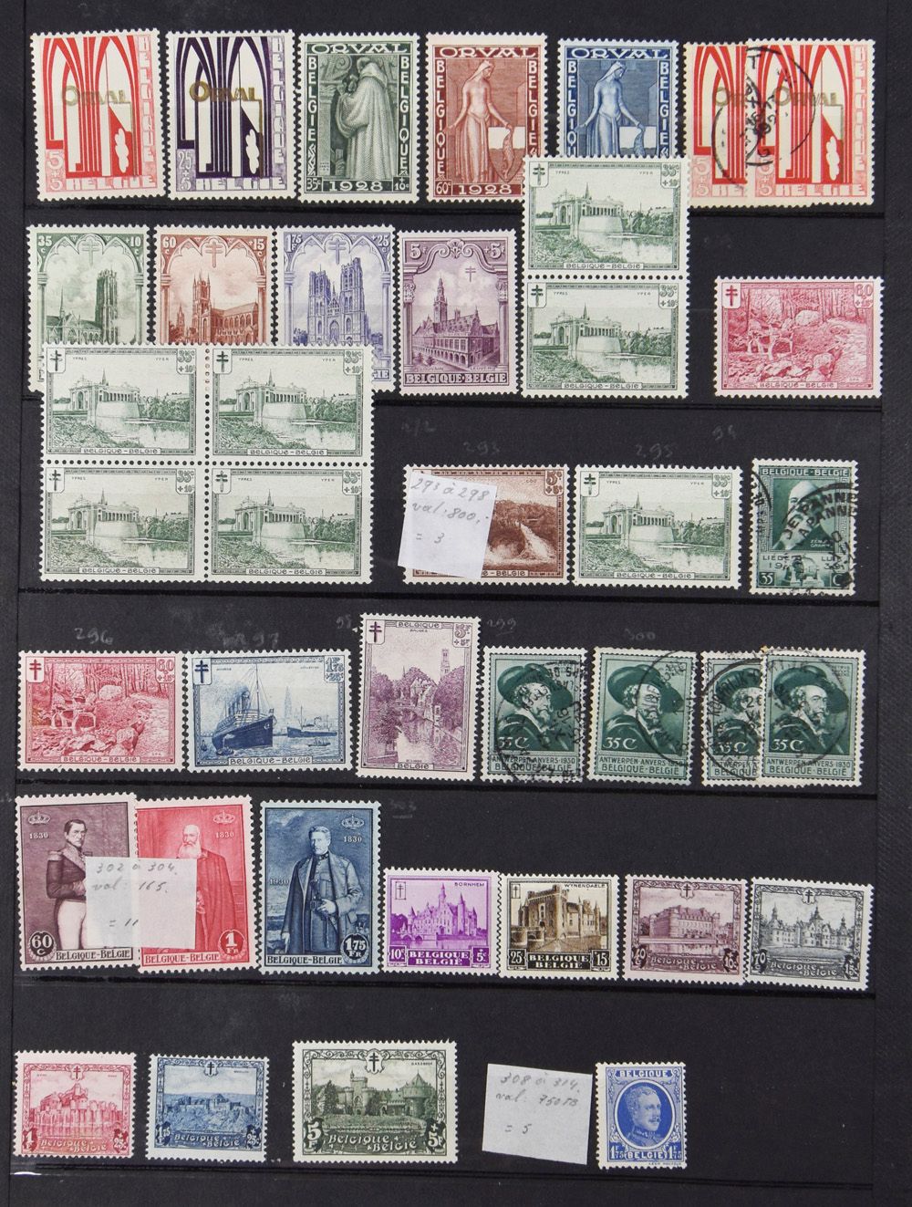 1922/1967 Verzameling in 2 klembanden, waarbij betere reeksen jaren '50, zm/m/ntz