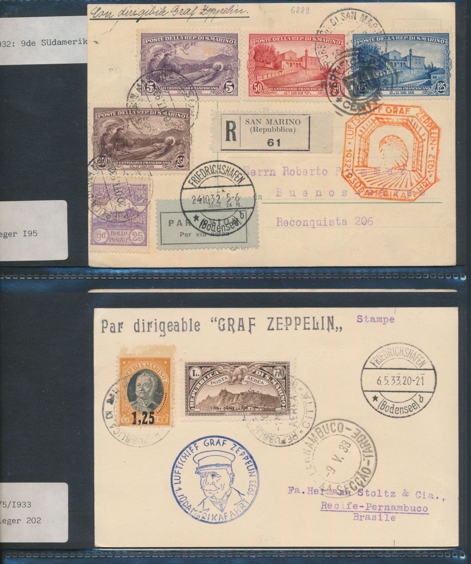 Interessante verzameling Zeppelin/LP-brieven, mooie verscheidenheid met diverse frankeringen (20 stuks), tevens een totaalvervalsing met verklaring Sieger, zm 