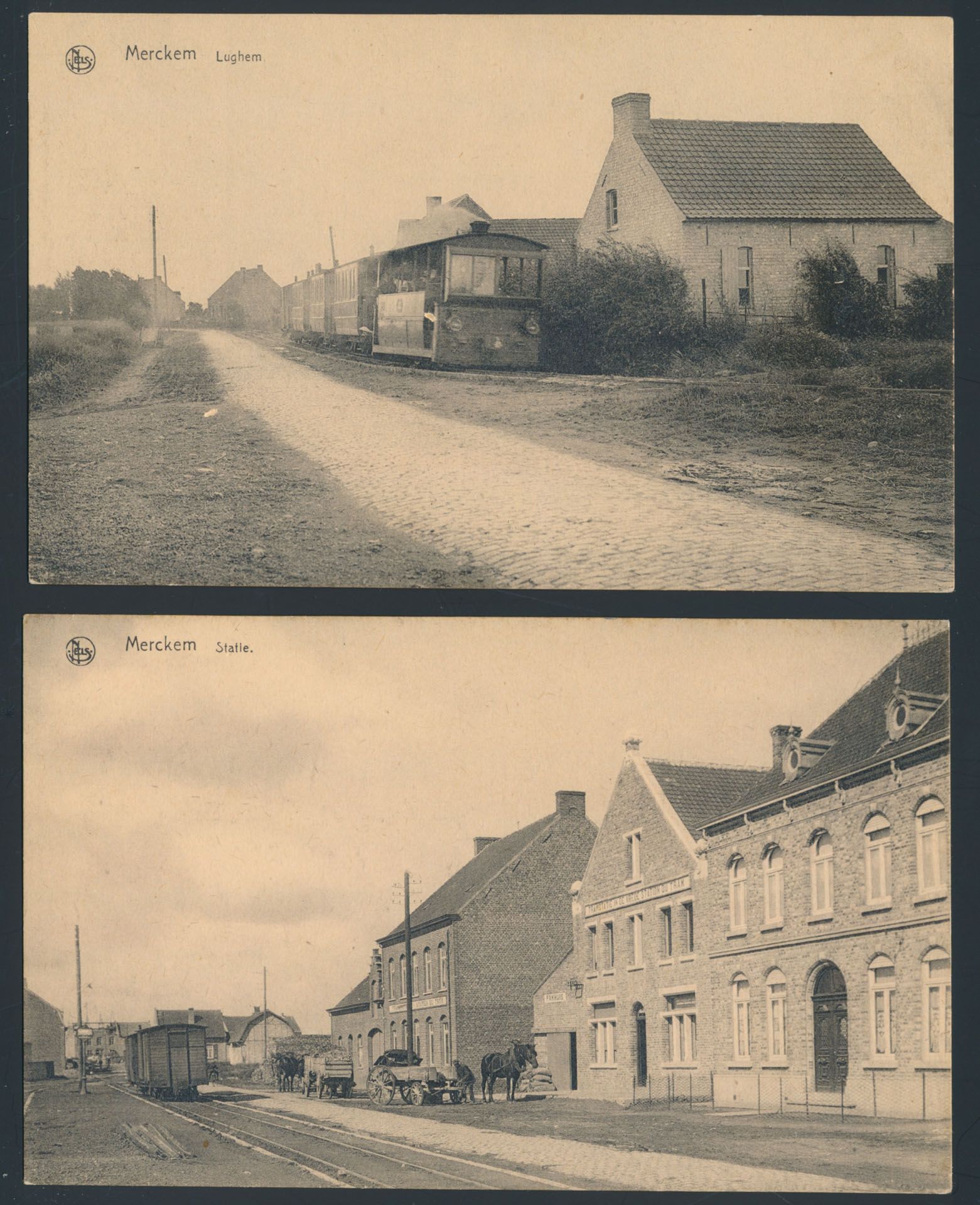 Provincie West Vlaanderen, Merkem, de statie en Lughem (2 stuks)
