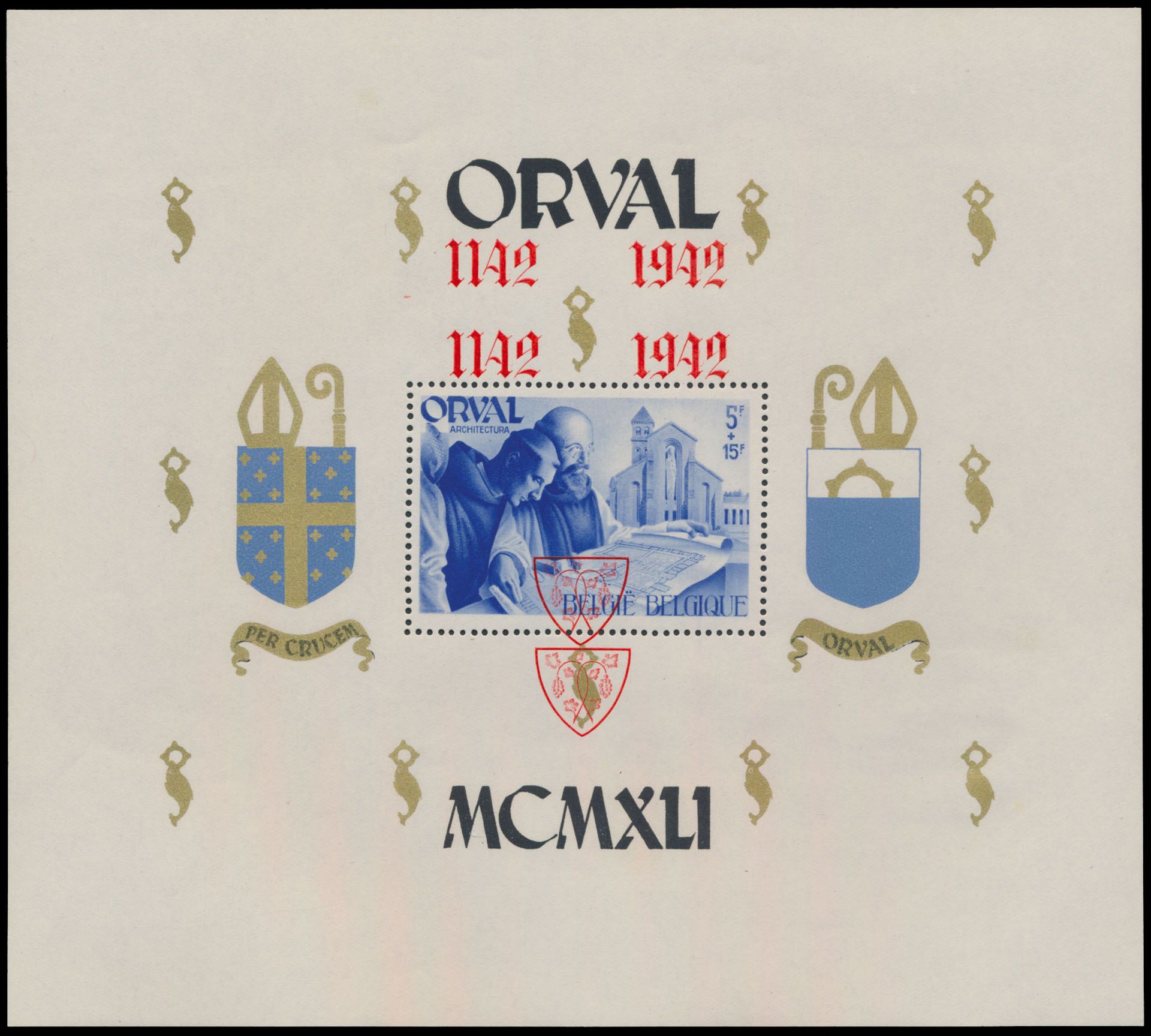 BL 24-Cu, Gothic numerals, perforated, NOT numbered, with double red overprint, vf (OBP ++€220)