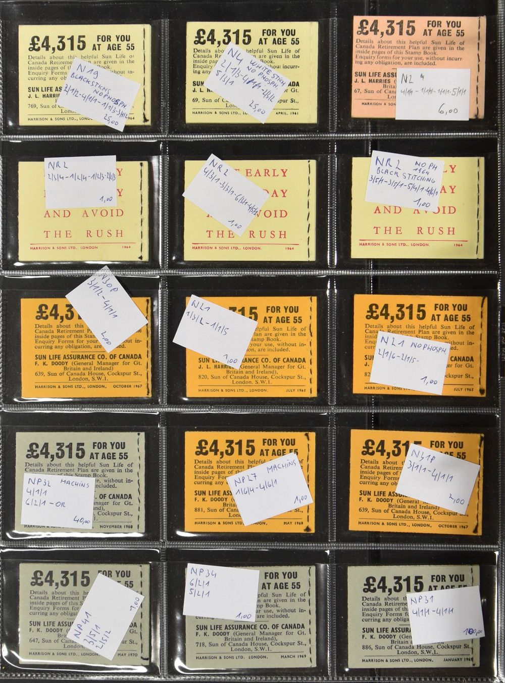 1959/1973 Verzameling met dubbels in 2 albums (ruim 170 ex.), zm 