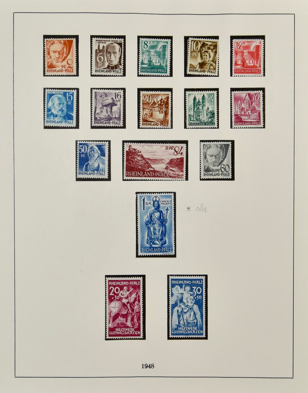 Zone russe, Bizone, Zone française, début de collection dans l'album Lindner, tb/b 
