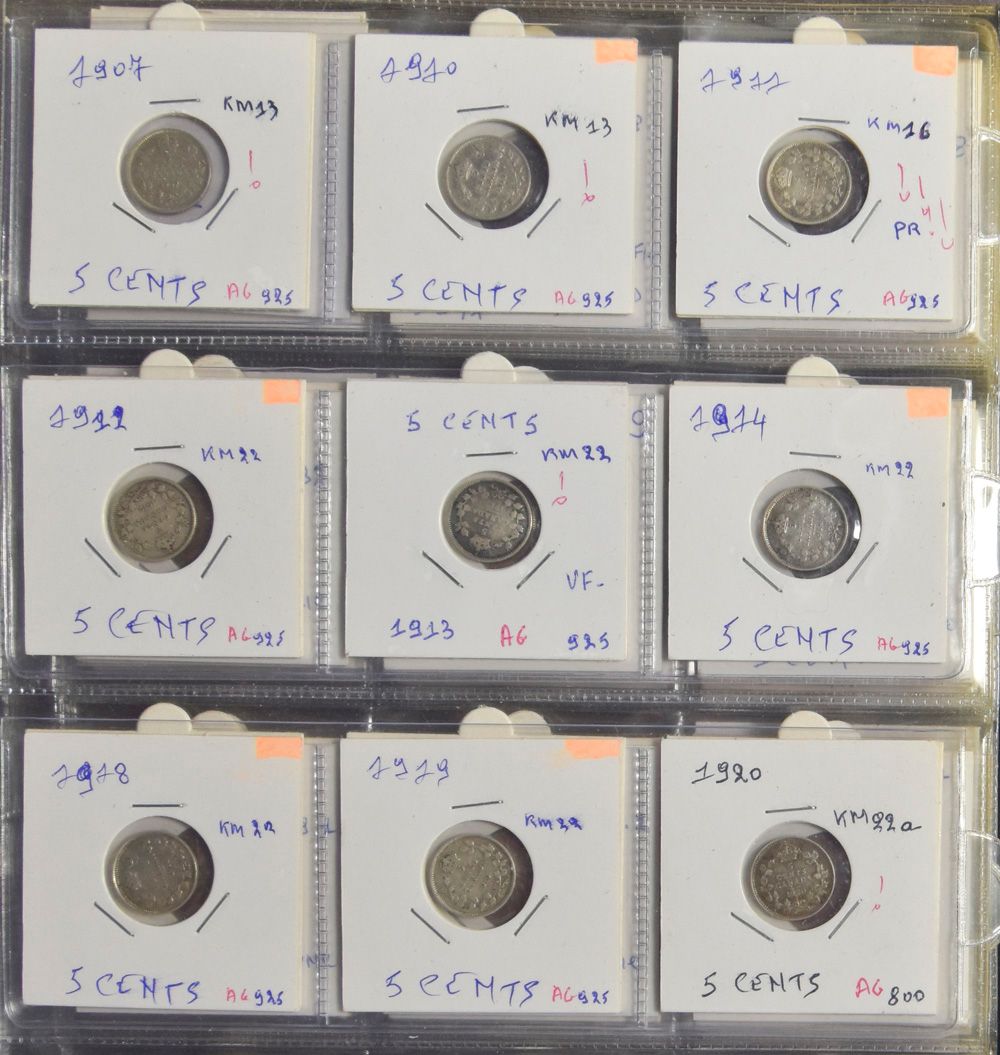 MUNTEN: Canada en Mexico, samenstelling in album, nettogewicht zilver: 300gr.