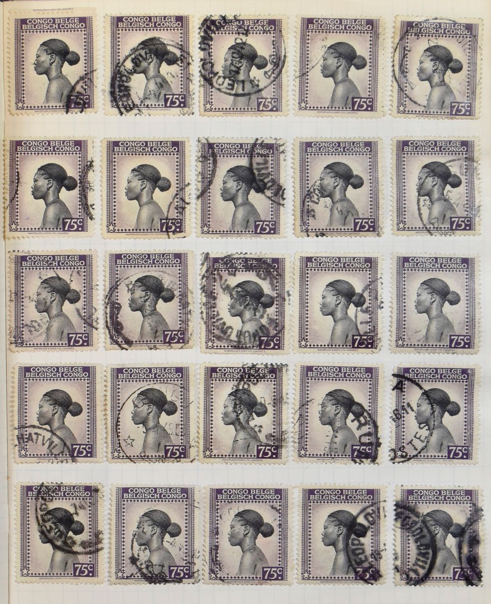 1900/1965, large quantity of used stamps of Belgian Congo, Rep of Congo, RU and Burundi sorted in envelopes and booklets, some good cancellation, also a small collection of used stamps of Belgian Congo on album pages (1900/1952), some envelopes with other stamps from Cyprus, Canada, Columbia, Denmark, China and Rhodesia, vf/f/to be checked