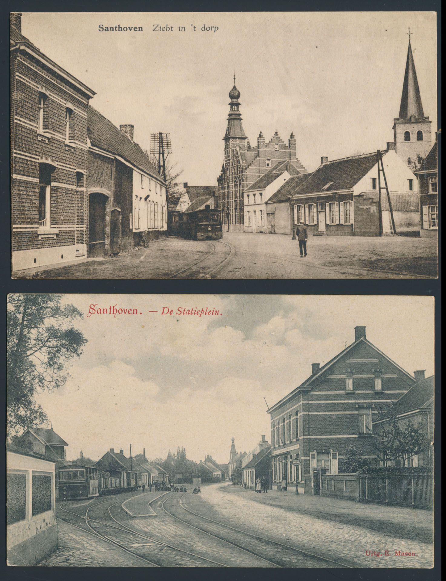Provincie Antwerpen, Zandhoven, mooie samenstelling met o.a. statie, met 3 stoomtrams (8 stuks)