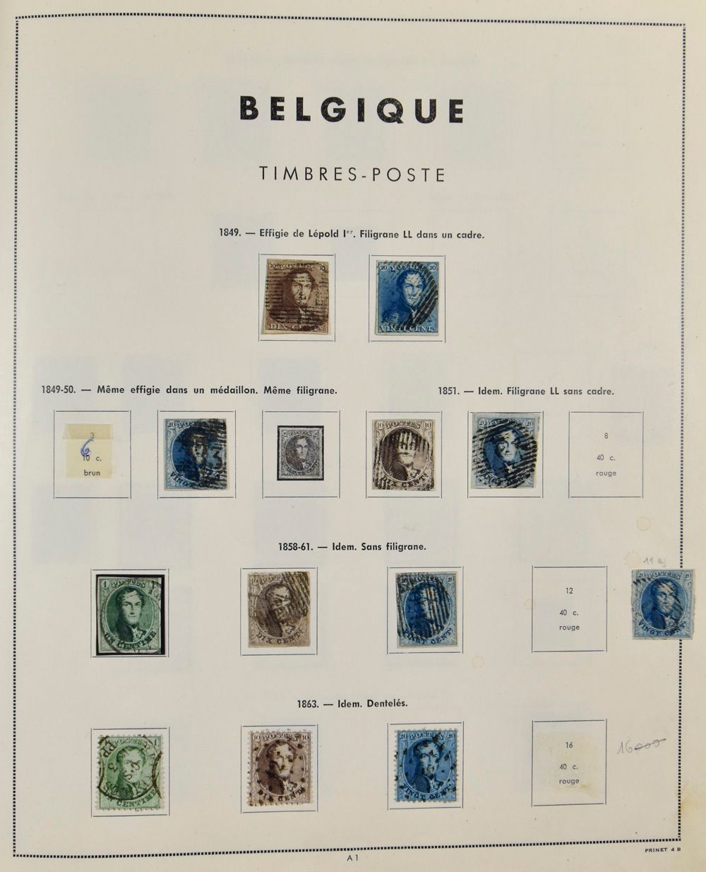 1849/1959 Basisverzameling in oude klemband, waarbij betere reeksen, LP, dienst, TX, SP, BZ, Belgisch-Congo, zm/m/ntz