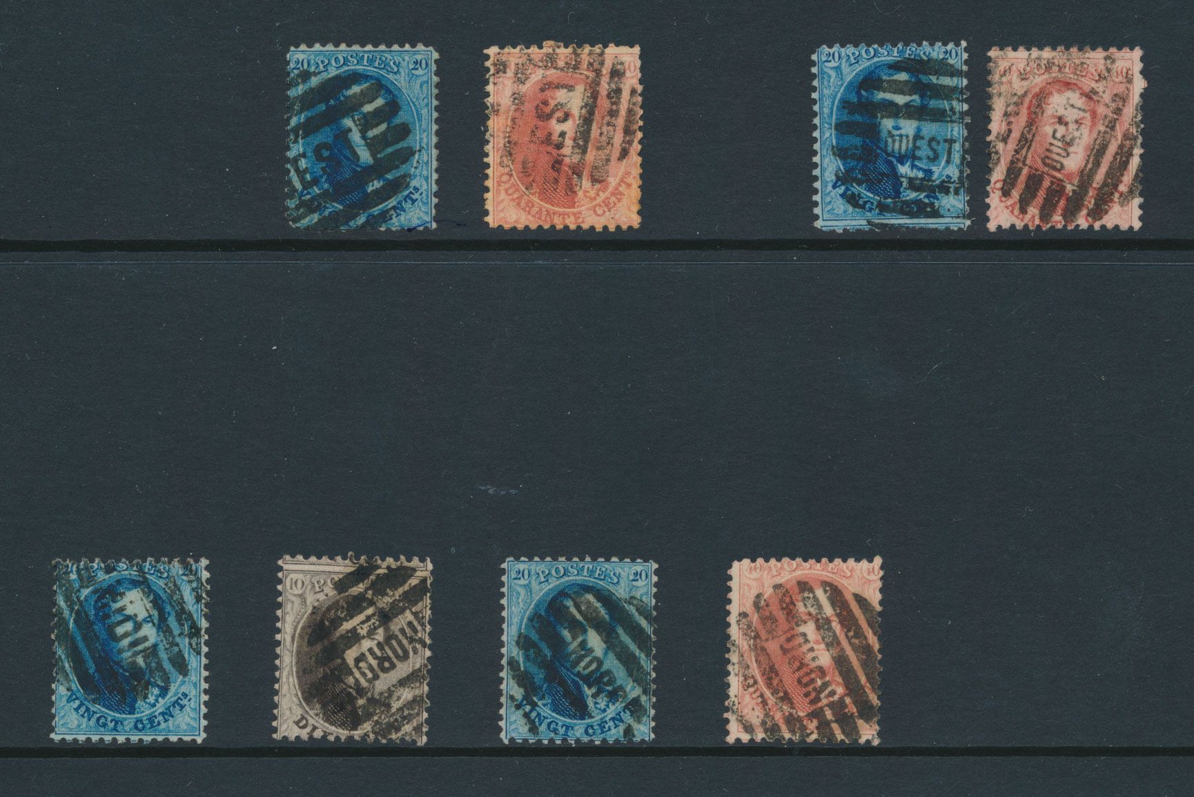 Nos 14 et 16 (EST), nos 14 et 16 (OUEST), nos 15 (MIDI), nos 14, 15 et 16 (NORD), tous joliment dentelés, tb
