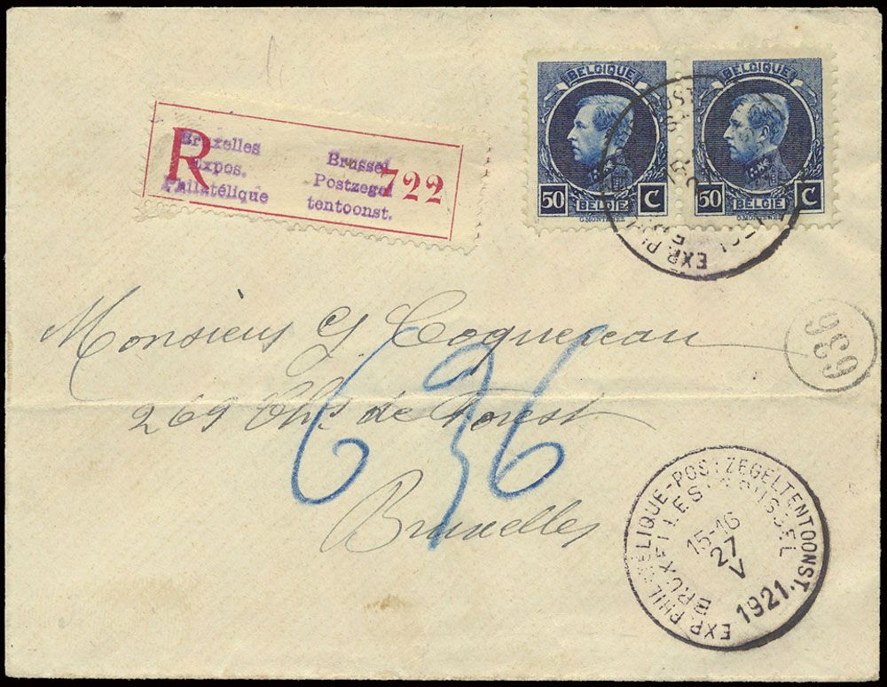 1921 Aangetekende brief gefrankeerd met OBP n° 211 