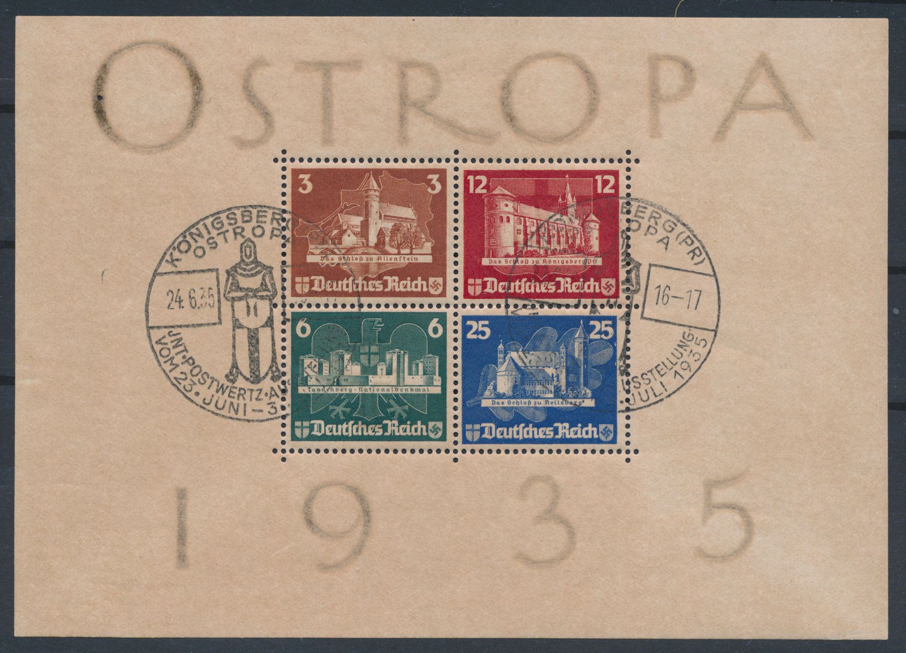 BF 3 '1935 Ostropa' avec gomme brune originale, petit résidu de charnière et cachet spécial, tb/m (Mi €1,100 pour sans gomme).