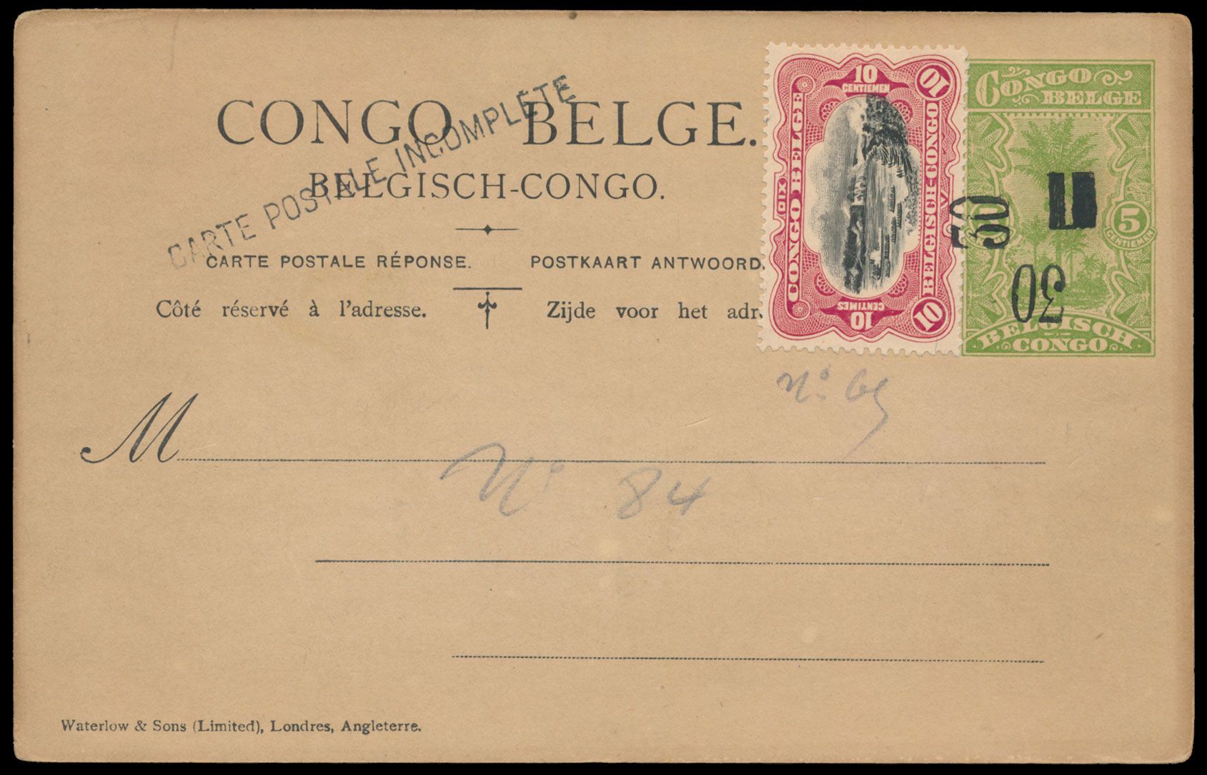 Stibbe nr 58 and 58-Cu (both demand cards), one with normal surcharge 