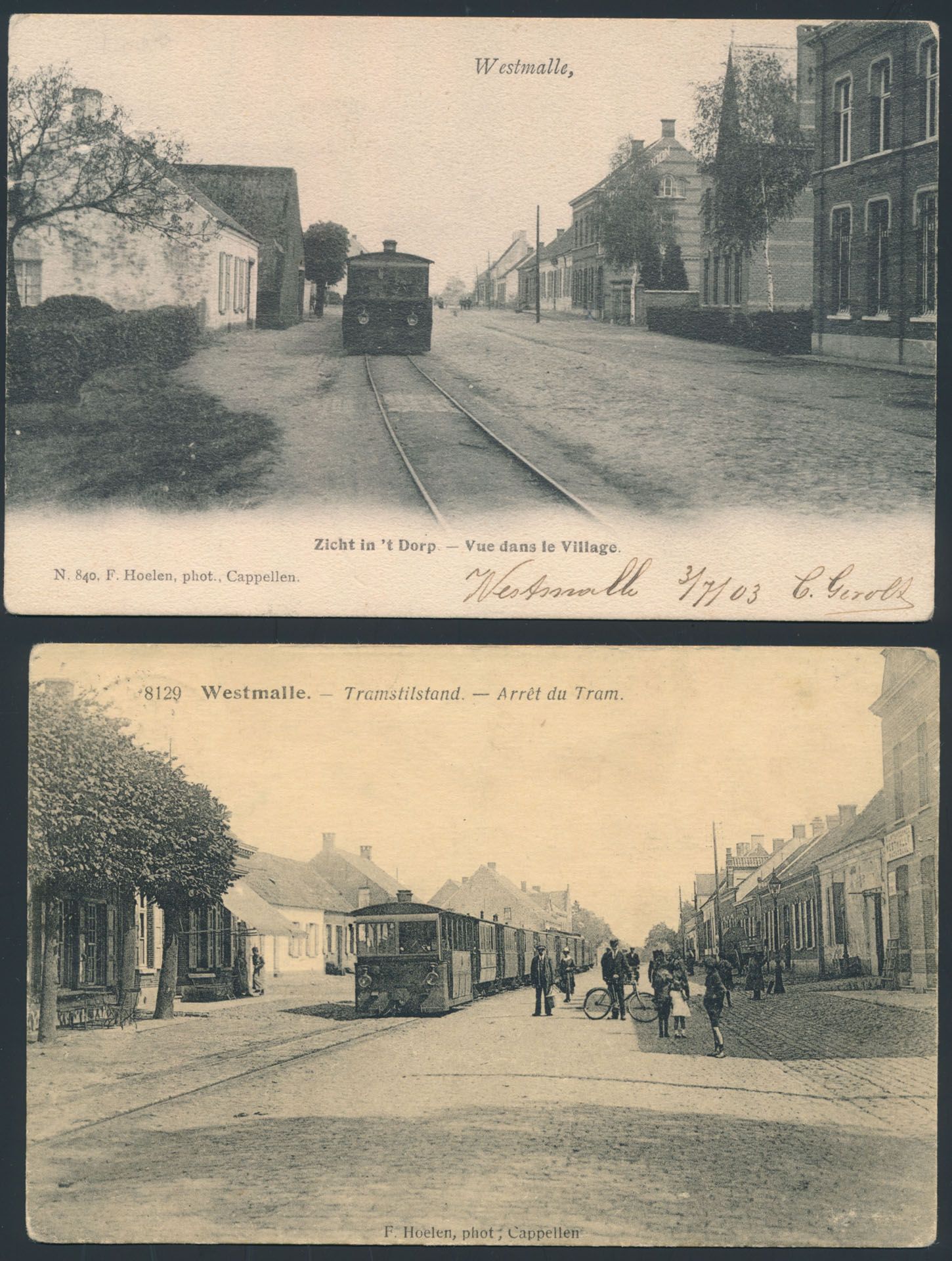 Provincie Antwerpen, Westmalle, aankomst van de tram (3 stuks)