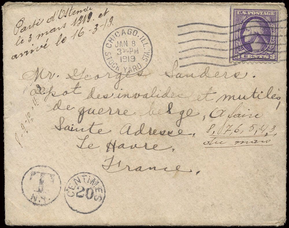 1919 N° 169 (Yv.), USA, brief van Chicago, dd. 8 Januari 1919, 