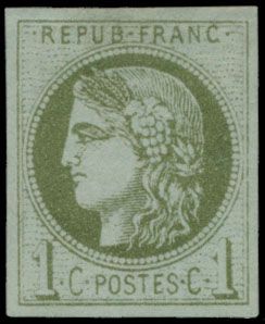 N° 39 B 'Report 2, 1870 1c olive' zm (Yv € 225)