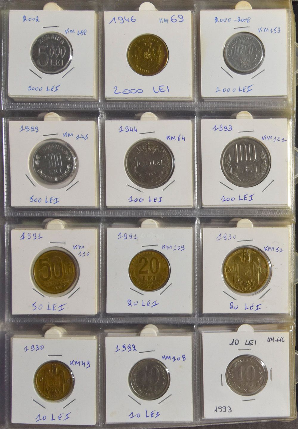 MUNTEN: Roemenië, San Marino, Servië, Slowakije en Slovenië, samenstelling in album, nettogewicht: 270gr. zilver