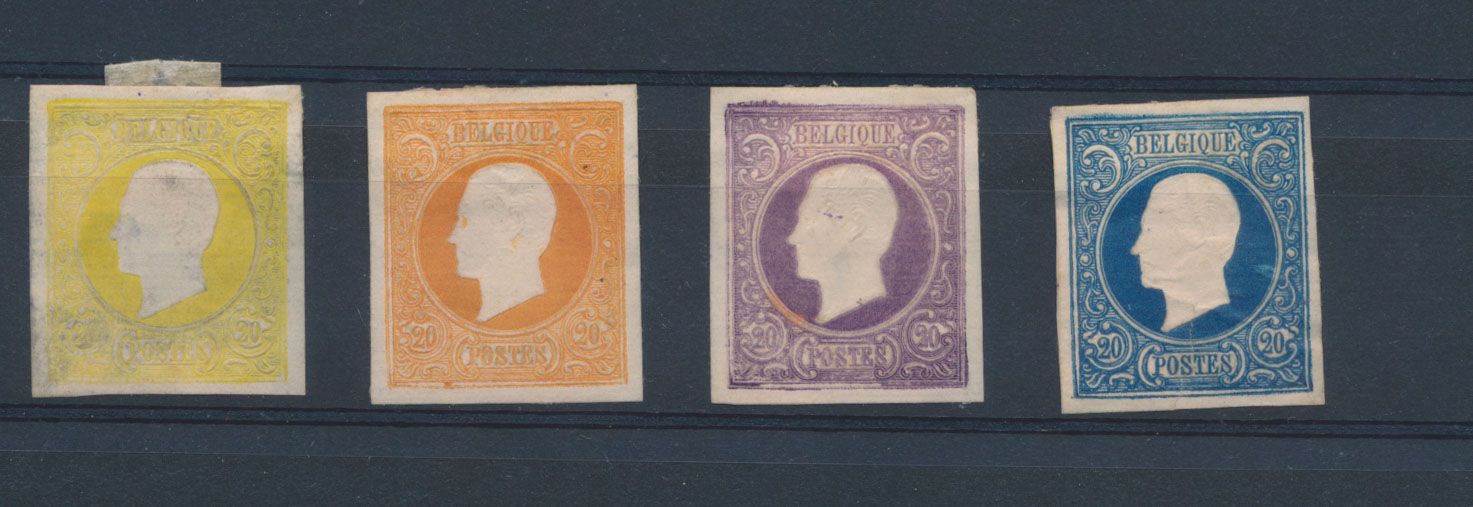 Competition 1865, Stes 0849, 0850, 0855 and 0862, unadopted designs by J. Delpierre, all in poor condition (thinnings !), 29 private reprints in various colours and papers, f/to be checked.