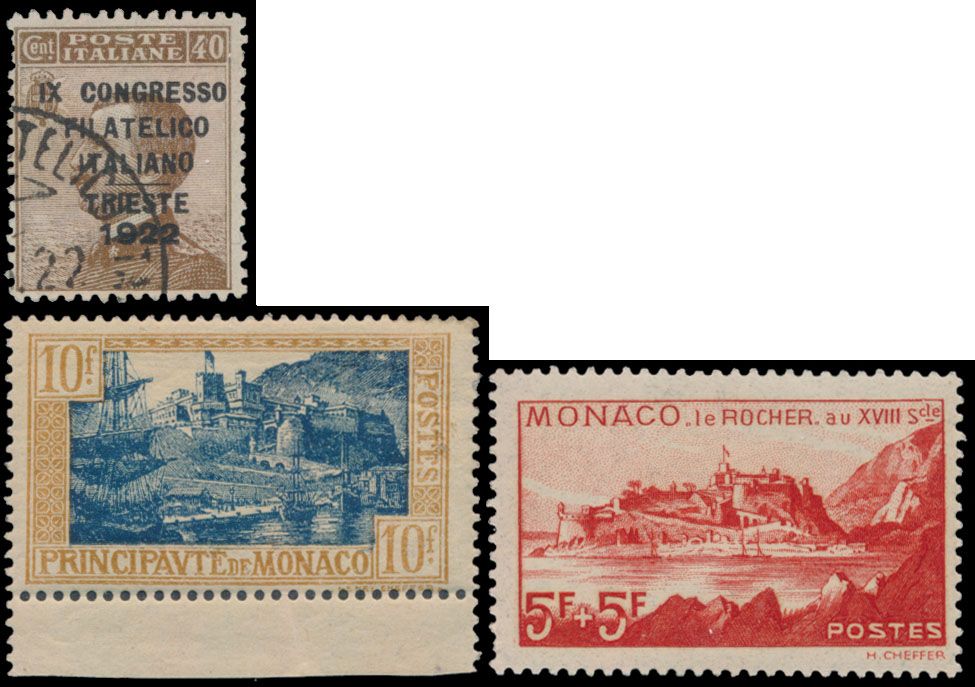 Zusammenstellung verschiedener Länder u.a. auf Karten in Ringbuch + Einsteckbuch, darunter Italien 117/20 gest. (2x), Schweiz BL 4 *, Großbritannien, Monaco, Frankreich, einwandfrei/schön