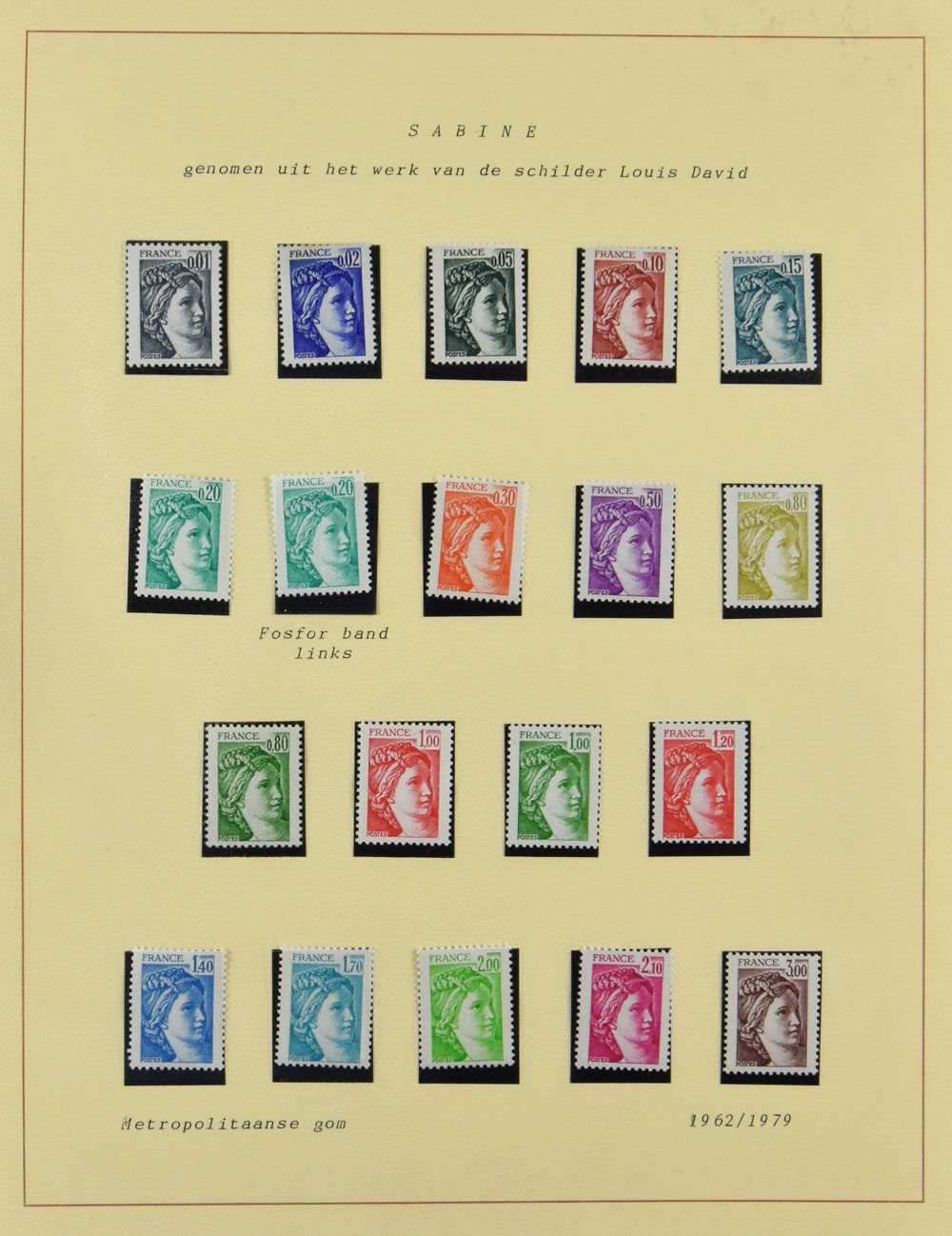 Verzameling Marianne, Sabine, etc. in 2 insteekboeken, gespecialiseerd met veel rolzegels, zm 