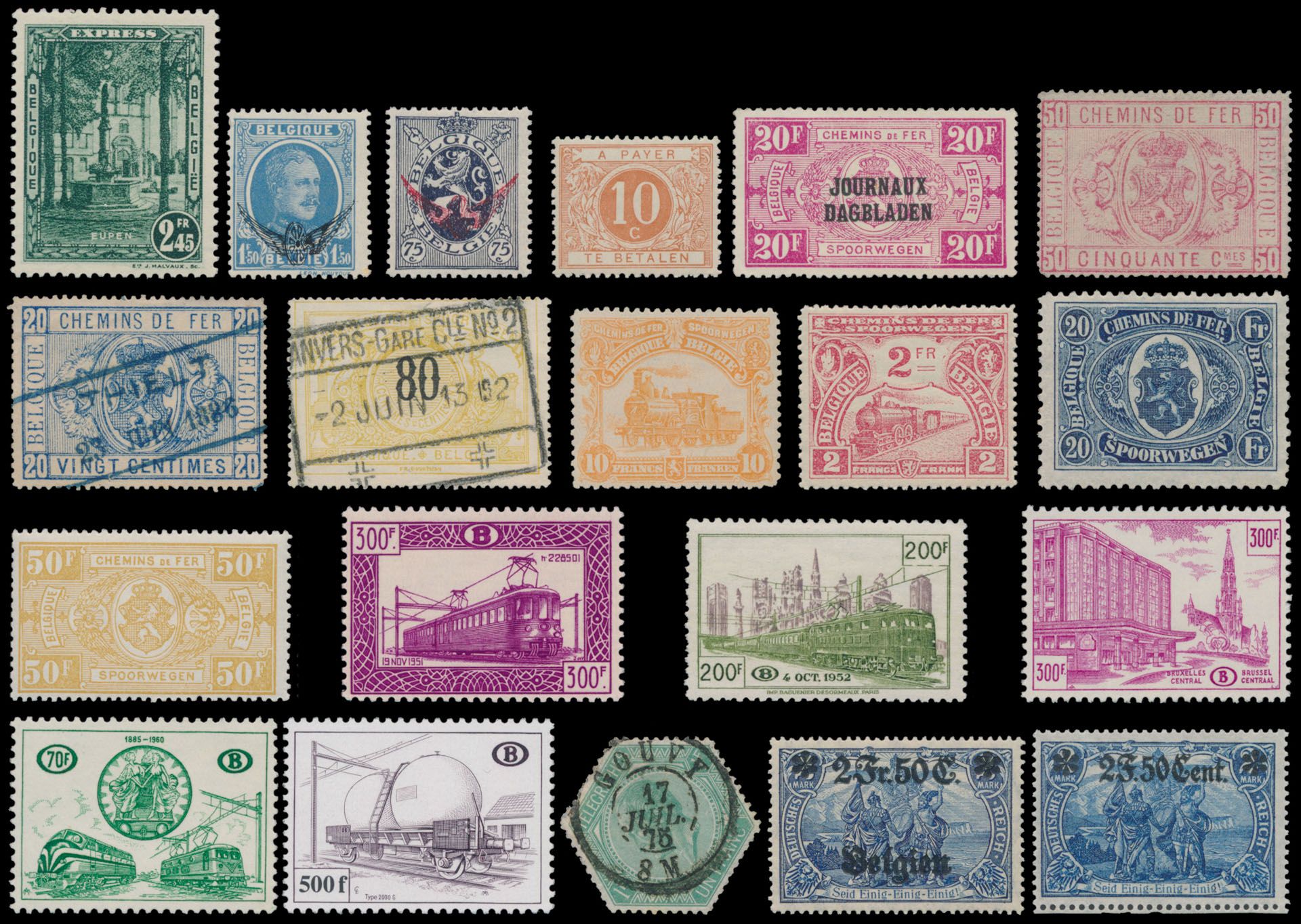 1866/2013, verzameling luchtpost, dienst, spoorweg (o.a. TR 178/201 */**), Expres **, bezetting, telegraaf en dagblad, zm/m/ntz.