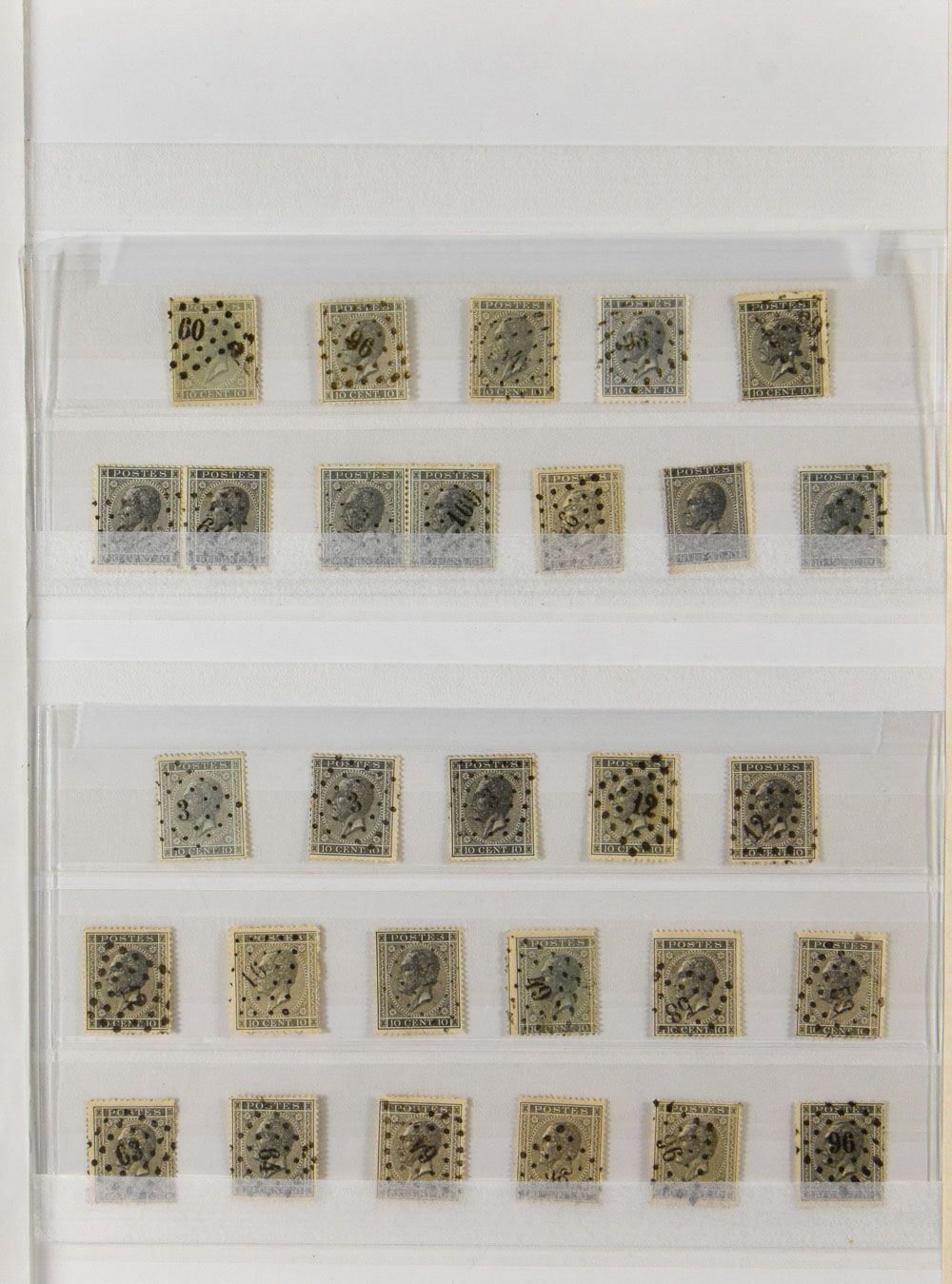 Nos 17, 18, 18A, 20A, 21A, accumulation 84 stamps in stockbook with various perforations, cancellations and colour shades, vf/f/to be checked