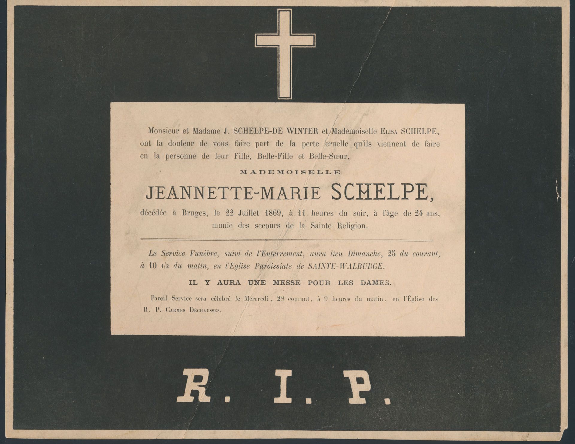 1869/1931 Samenstelling 8 grootformaat doodsbrieven, alle uit Brugge, zm/m