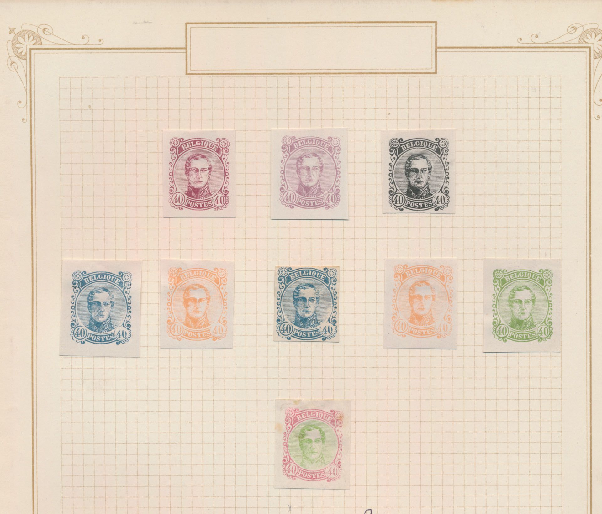 Competition 1864, Stes 0932, essay of unadopted design by H. Sels, in different colours, vf/f/to be checked.