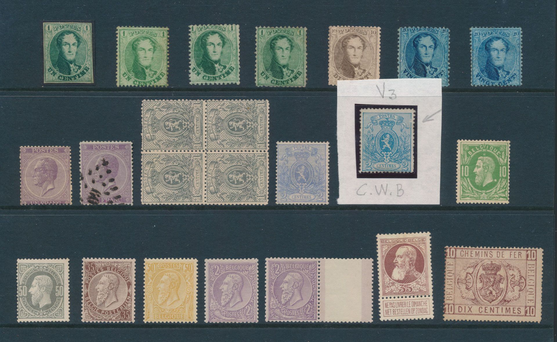 1861/1909,  tussen n° 9 en 77 + TR 1 (zonder gom), na te zien op kwaliteit en tanding, zm/m/ntz