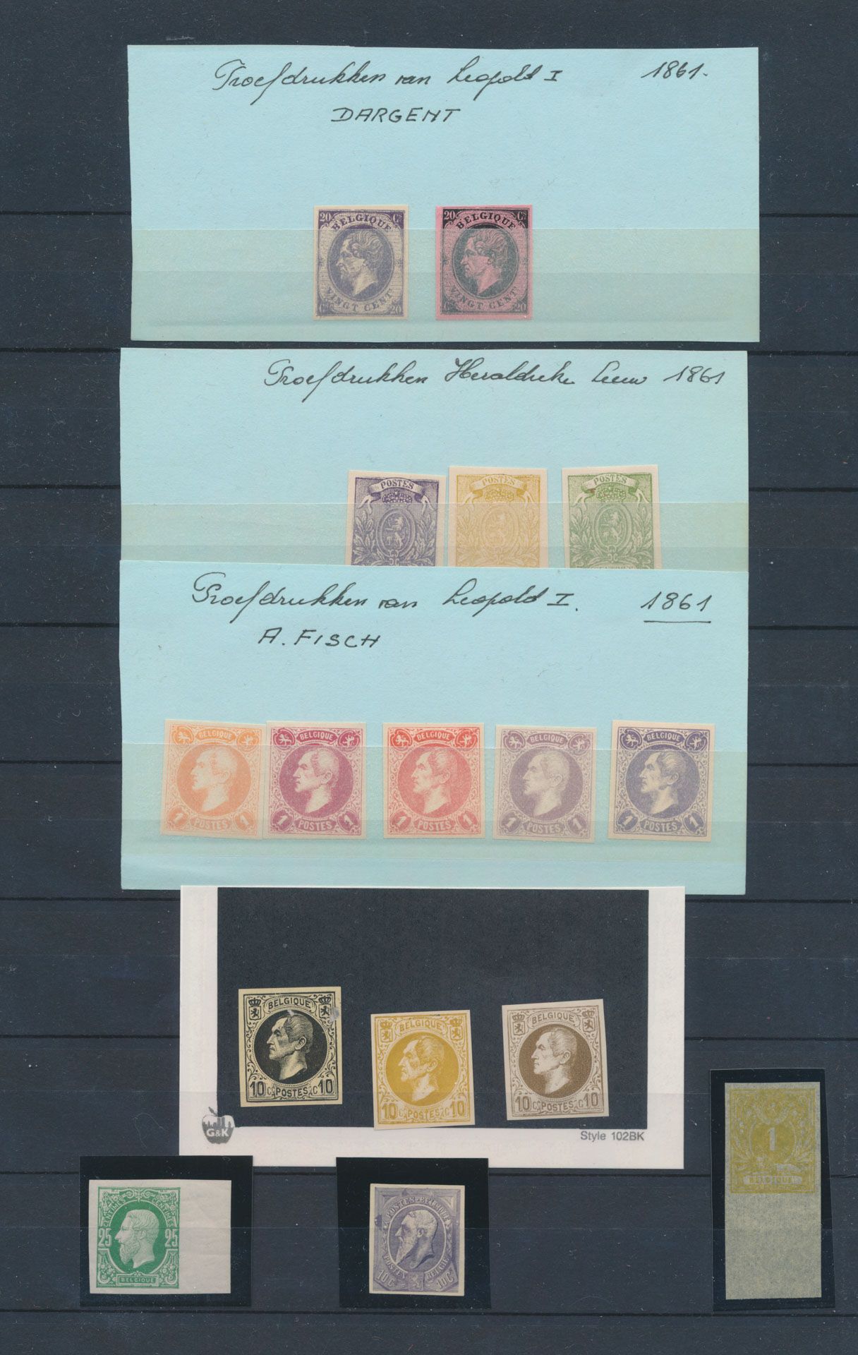 1861/1887 Kleine samenstelling met herdrukken van proeven en proeven van de plaat, zm/m