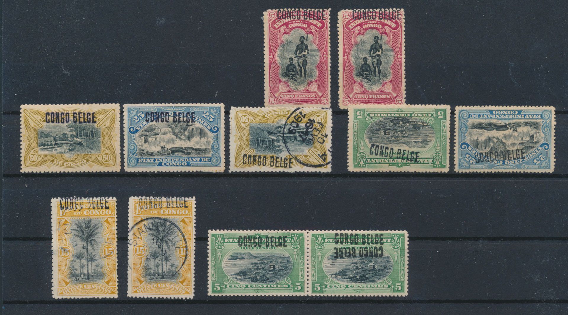 Small accumulation of 11 stamps with curiosities of 