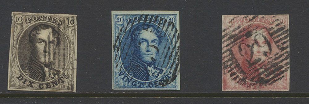 Nos 3, 4 et 5 Marges de toutes côtés, no 5 avec oblitération centrale P.29-Kortrijk, tb (OBP +€760)