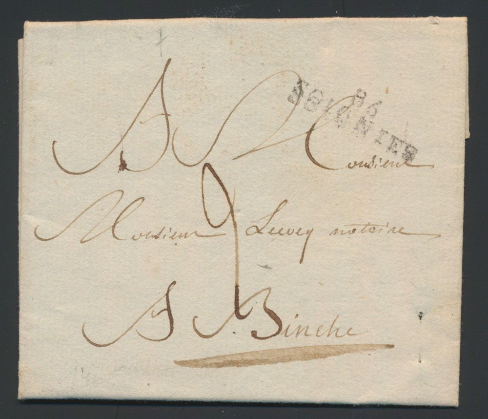 1808 Vorläufer mit Inhalt, aus Soignies, 