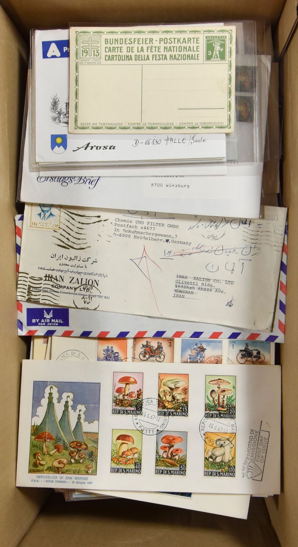 Hundreds of postal items, including Germany, USA flights, Yugoslavia, Liechtenstein maximum cards and FDCs, vf/f/to be checked