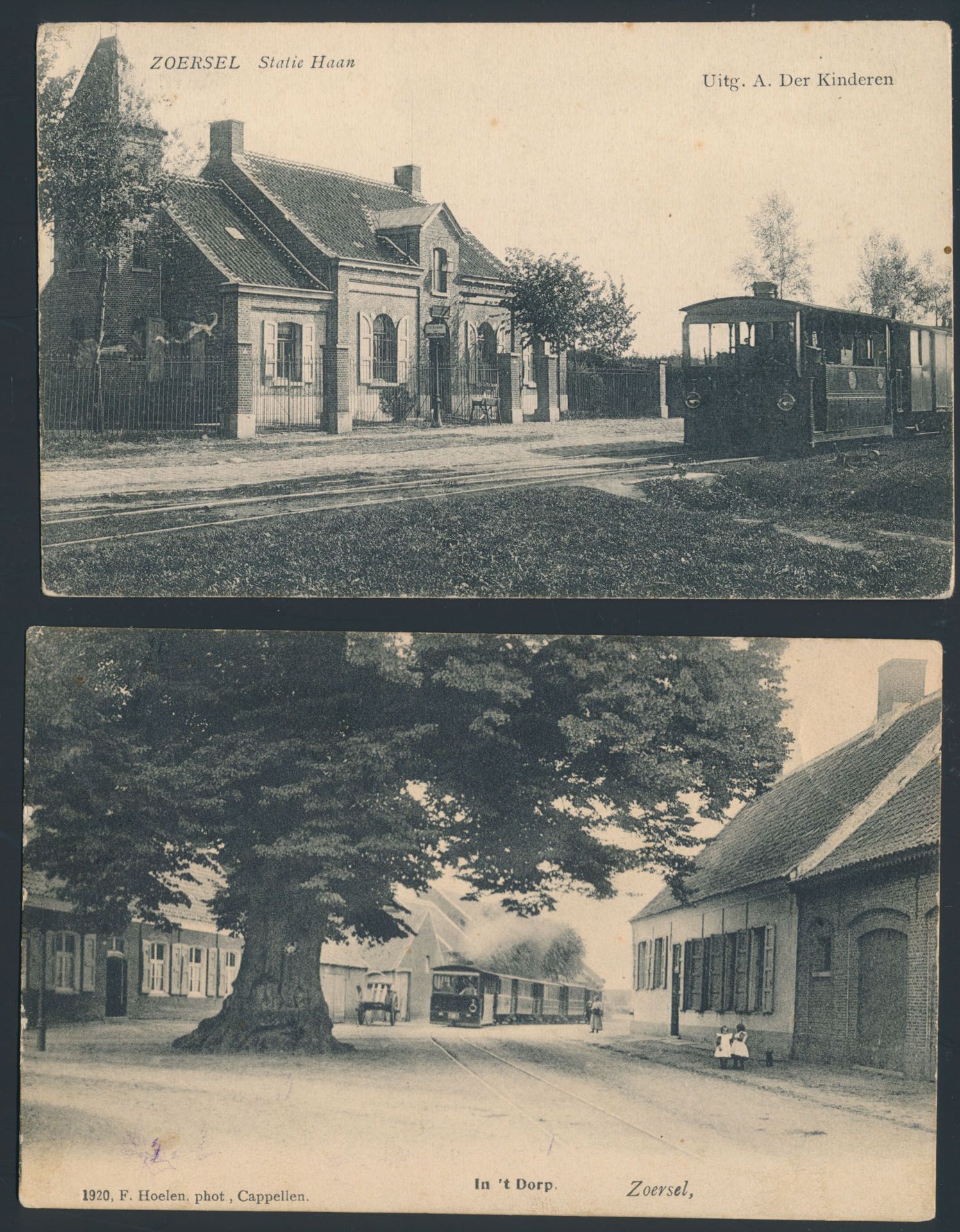 Provincie Antwerpen, Zoersel, statie Haan en in het dorp (Hoelen 1920) (2 stuks)