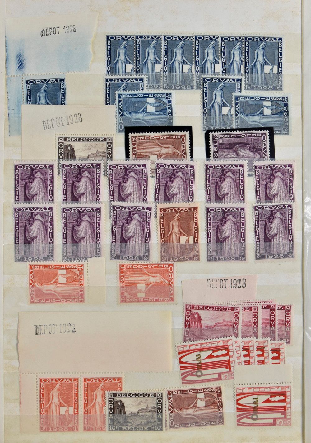 1912/1960, mooie voorraad in insteekboek, w.o. 1° Orval ** + *, zm/m.
